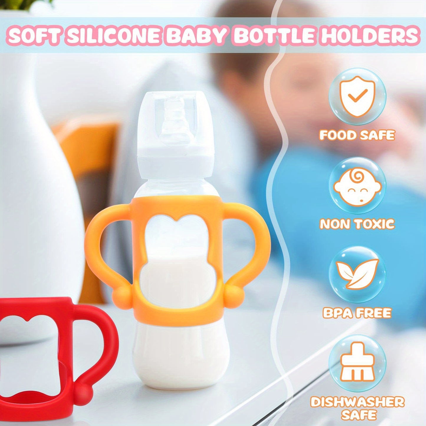Poignées de biberon en silicone – Aide à l’apprentissage