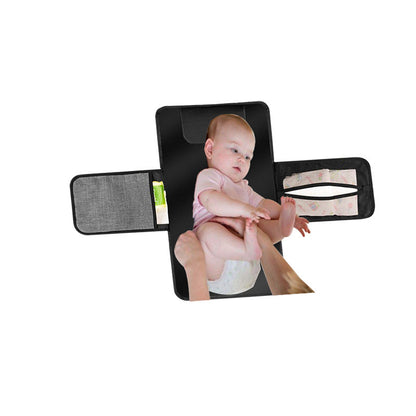 Tapis à Langer Bébé Portable – Pliable, Imperméable & Lavable | Matelas de Voyage + Sac de Rangement