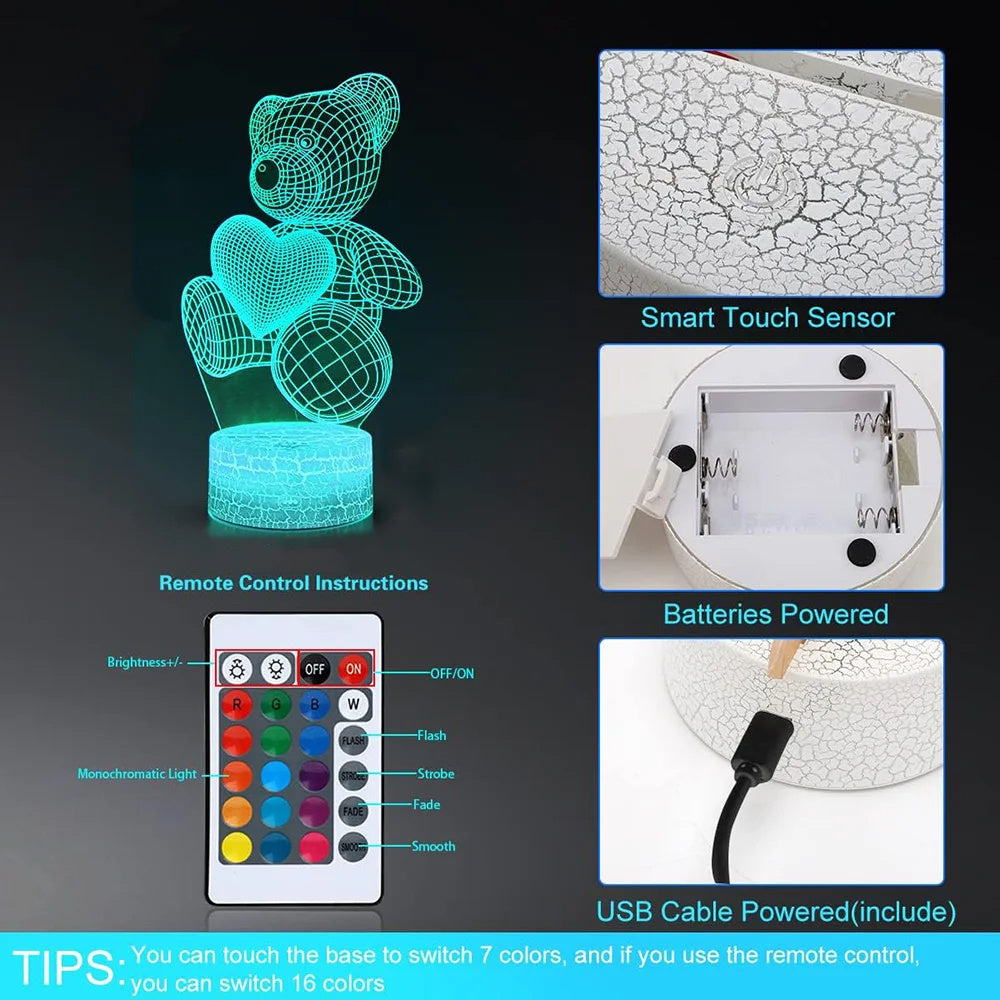 Lampe LED 3D en Acrylique – Veilleuse USB Néon