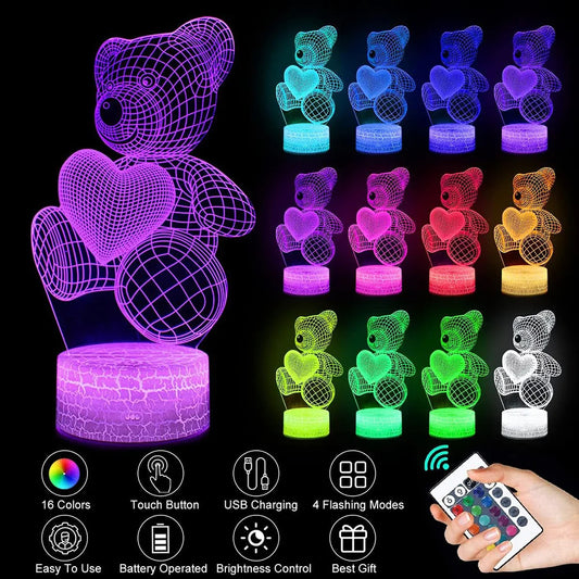Lampe LED 3D en Acrylique – Veilleuse USB Néon