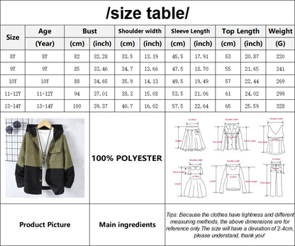 Veste Garçon à Capuche – Velours Côtelé Épais | Style Contrasté | 8-14 ans