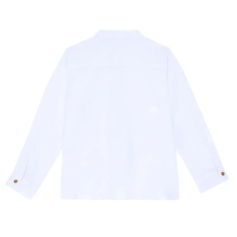 Chemise Garçon en Lin Blanc – Élégance Décontractée | Coton & Lin