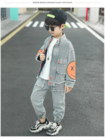 Ensemble Survêtement Garçon – Look Denim Sport Chic (3 à 13 ans)