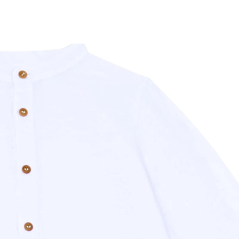 Chemise Garçon en Lin Blanc – Élégance Décontractée | Coton & Lin