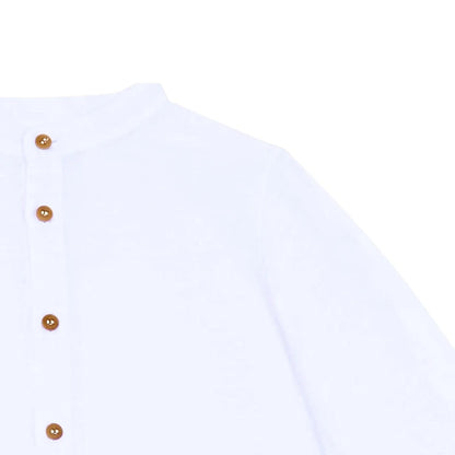 Chemise Garçon en Lin Blanc – Élégance Décontractée | Coton & Lin