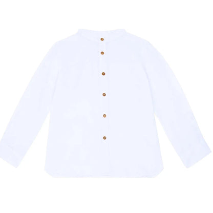 Chemise Garçon en Lin Blanc – Élégance Décontractée | Coton & Lin