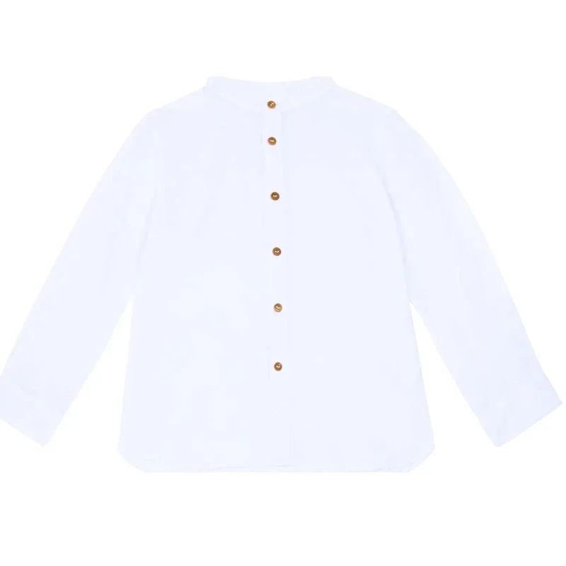 Chemise Garçon en Lin Blanc – Élégance Décontractée | Coton & Lin