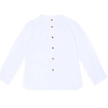 Chemise Garçon en Lin Blanc – Élégance Décontractée | Coton & Lin