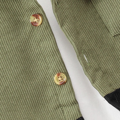 Veste Garçon à Capuche – Velours Côtelé Épais | Style Contrasté | 8-14 ans