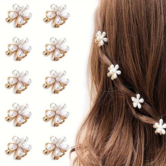 Pinces à cheveux fleuries avec perles – Lot de 1, 3 ou 6 pièces