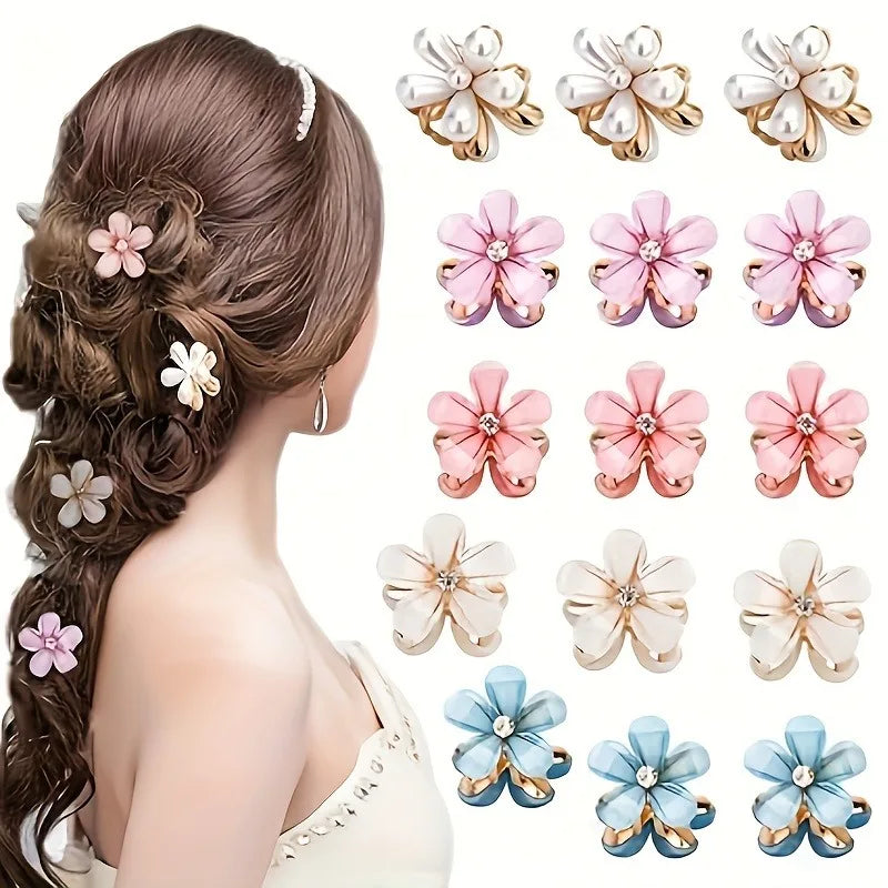 Pinces à cheveux fleuries avec perles – Lot de 1, 3 ou 6 pièces