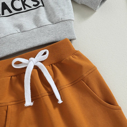Ensemble 2 Pièces Garçon – Sweat imprimé + Pantalon à cordon | Printemps & Automne