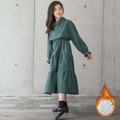 Robe en Velours Côtelé pour Fille – Chaude, Épaisse et Stylée