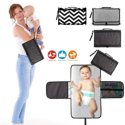 Tapis à Langer Bébé Portable – Pliable, Imperméable & Lavable | Matelas de Voyage + Sac de Rangement